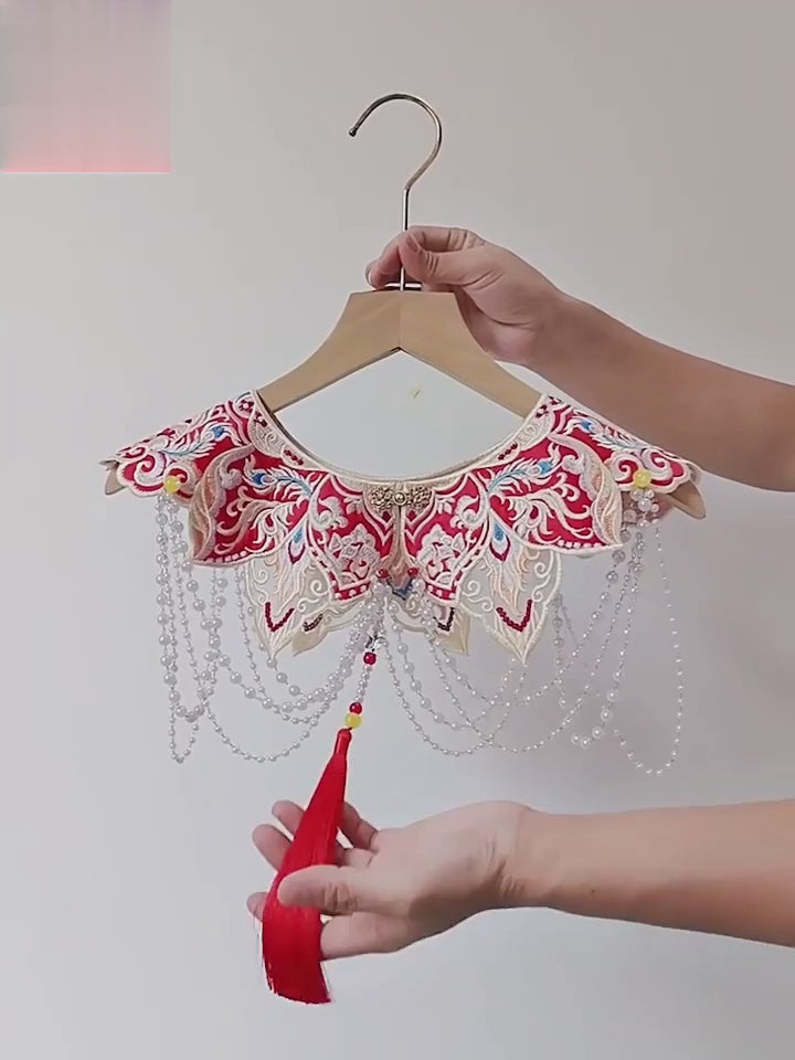 chinese yunjian red cloud collar-Jianxi Hanfu