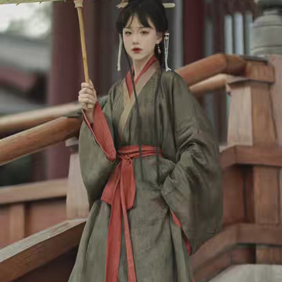 green changshan robe song dynasty clothing-Jianxi Hanfu