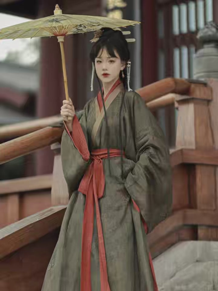 green changshan robe song dynasty clothing-Jianxi Hanfu