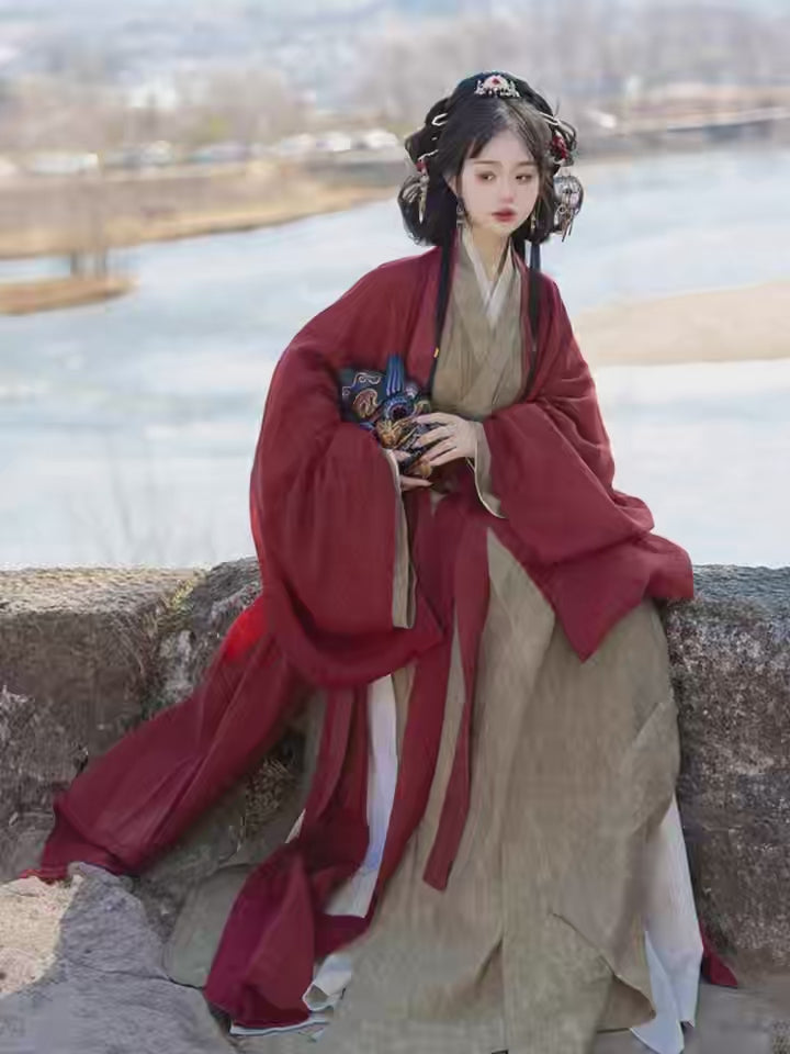 red beizi robe chinese song dynasty cloth shoes-Jianxi Hanfu