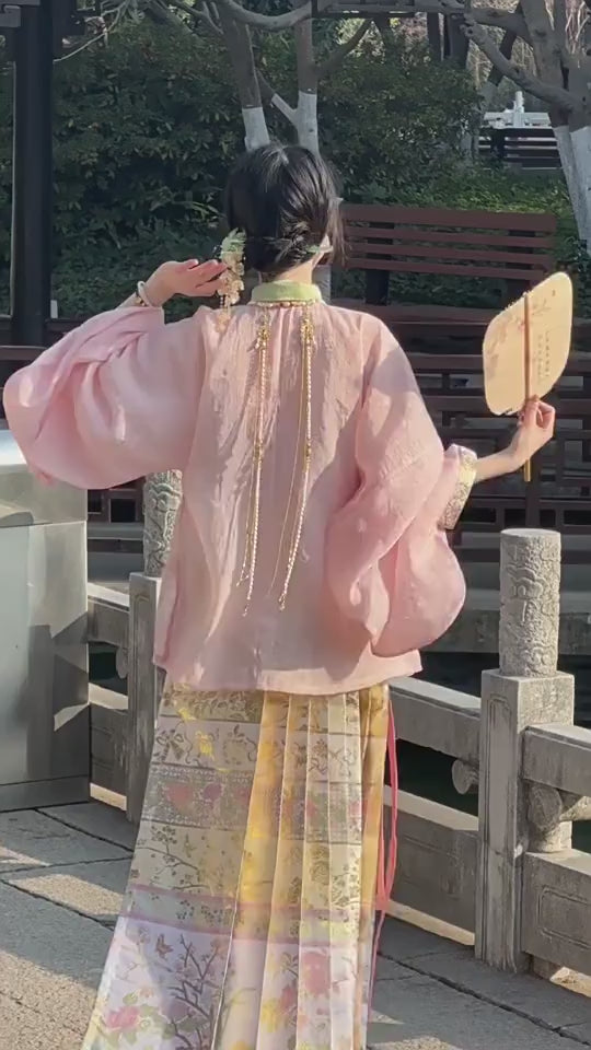 pink ming dynasty women's shirt-Jianxi Hanfu