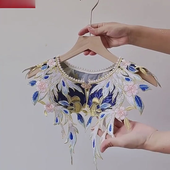 ming dynasty fashion mamianqun blue yunjian cloud collar-Jianxi Hanfu