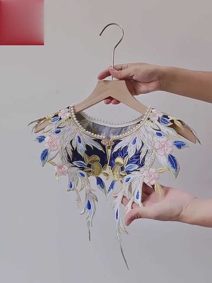 ming dynasty fashion mamianqun blue yunjian cloud collar-Jianxi Hanfu
