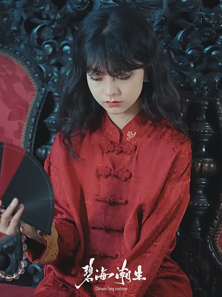 red tang suit new chinese style tangzhuang-Jianxi Hanfu