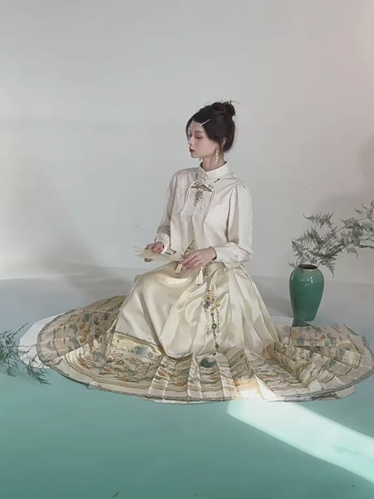 chinese women hanfu ming dynasy mamian skirt-Jianxi Hanfu