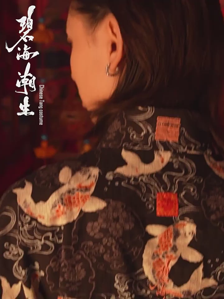 black tang suit new chinese style tangzhuang-Jianxi Hanfu