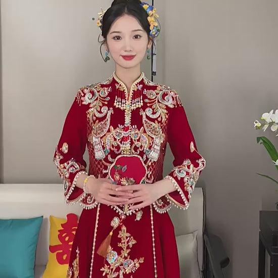 ming dynasty women's hanfu wedding dress wedding attire Asian wedding dress-Jianxi Hanfu