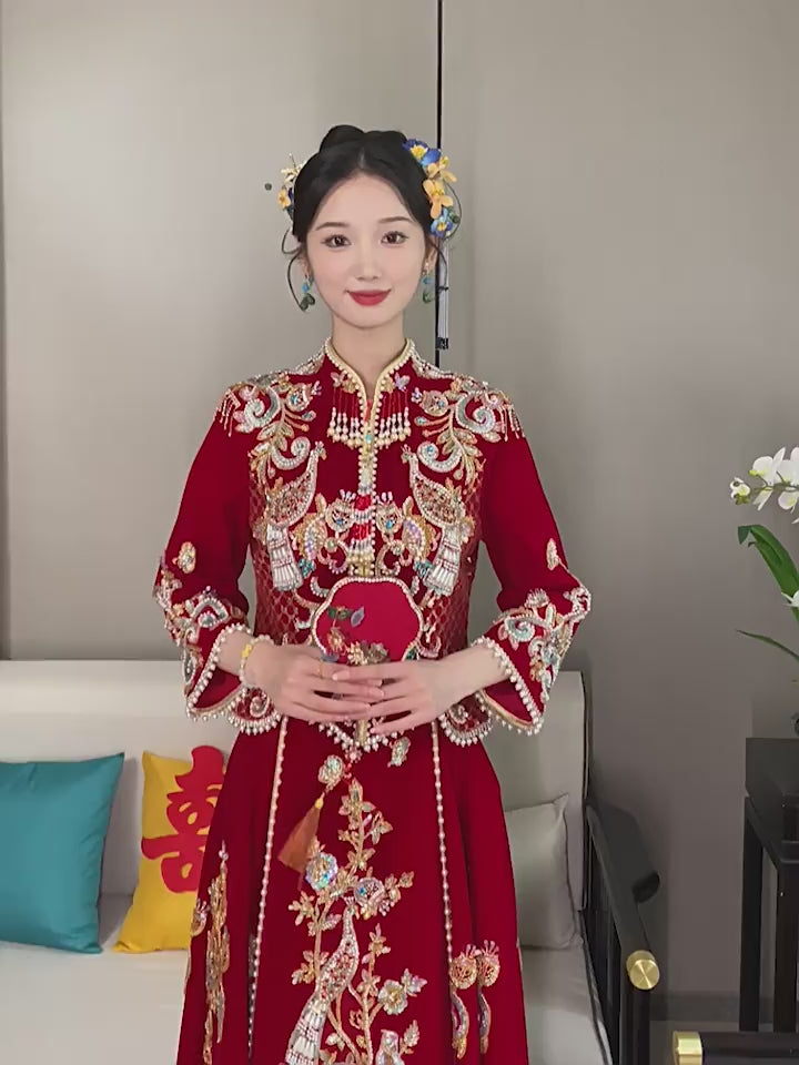 ming dynasty women's hanfu wedding dress wedding attire Asian wedding dress-Jianxi Hanfu