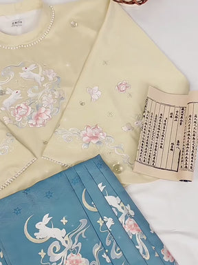 blue hanfu dress mamian skirt ming dynasty-Jianxi Hanfu