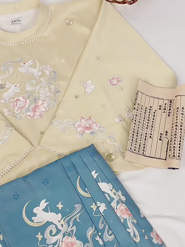 blue hanfu dress mamian skirt ming dynasty-Jianxi Hanfu