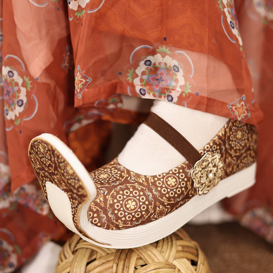 brown shoes chinese traditional women's hanfu shoes - Jianxi Hanfu
