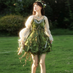 green qi lolita skirt white shirt women's hanfu clothes - Jianxi Hanfu