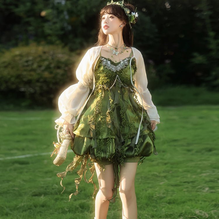 green qi lolita skirt white shirt women's hanfu clothes - Jianxi Hanfu