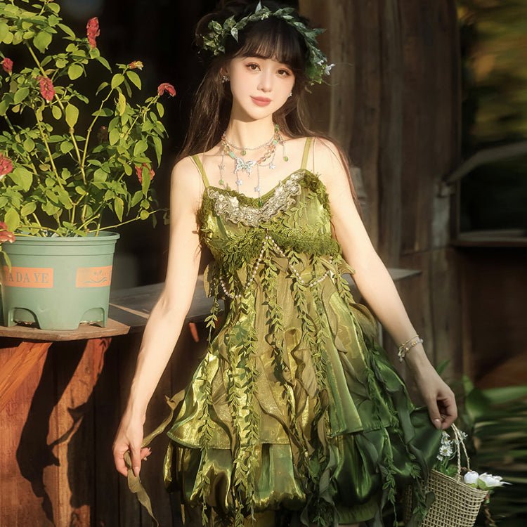 green camisole skirt women's qi lolita dresses - Jianxi Hanfu