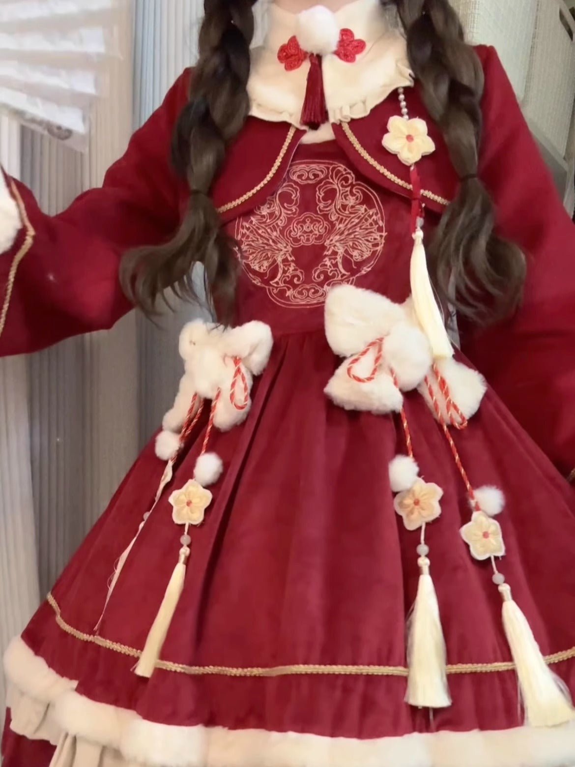 red winter dress qi lolita new year present clothes - Jianxi Hanfu