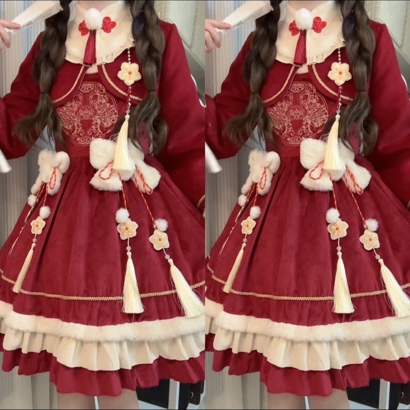 red qi lolita new year present clothes - Jianxi Hanfu