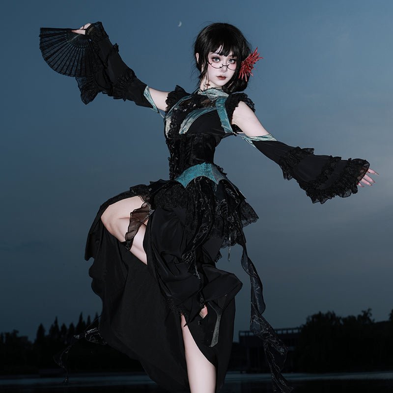 black qi lolita skirt chinese style dragon dress - Jianxi Hanfu