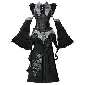 grey skirt qi lolita dresses chinese style women's hanfu dress - Jianxi Hanfu