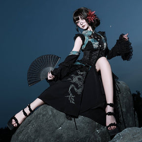 chinese style lolita skirt black hanfu dress - Jianxi Hanfu