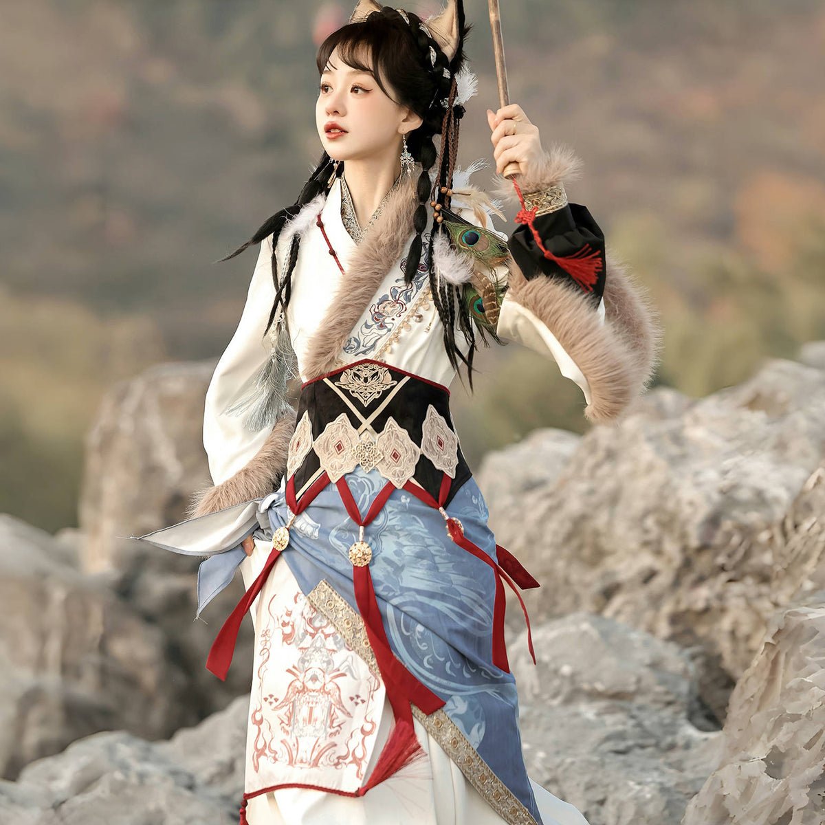 white skirt qi lolita dresses chinese style women's hanfu - Jianxi Hanfu