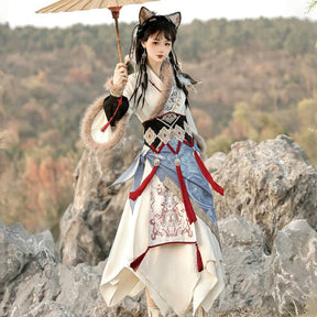 qi lolita dresses chinese style blue skirt - Jianxi Hanfu