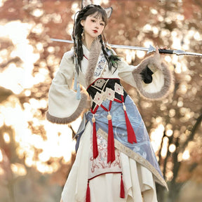 qi lolita dresses chinese style white cross collar shirt - Jianxi Hanfu