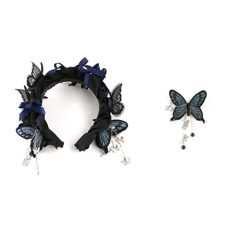 blue butterfly qi lolita dresses - Jianxi Hanfu