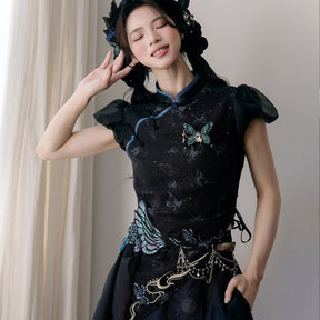 jsk skirt chinese style women's hanfu dress blue shorts - Jianxi Hanfu