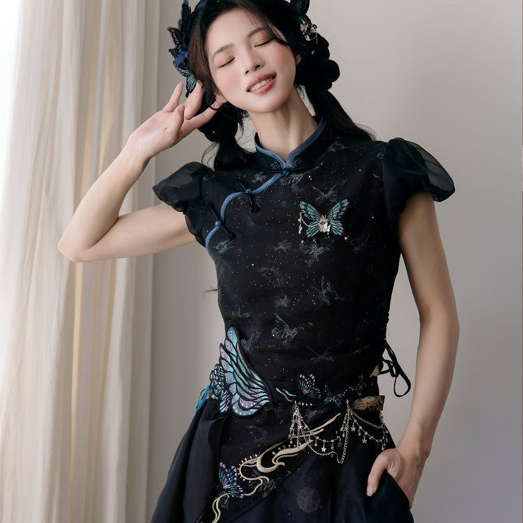 jsk skirt chinese style women's hanfu dress blue shorts - Jianxi Hanfu