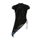 qi lolita blue cheongsam dress chinese style women's skirt - Jianxi Hanfu