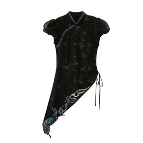 qi lolita blue cheongsam dress chinese style women's skirt - Jianxi Hanfu