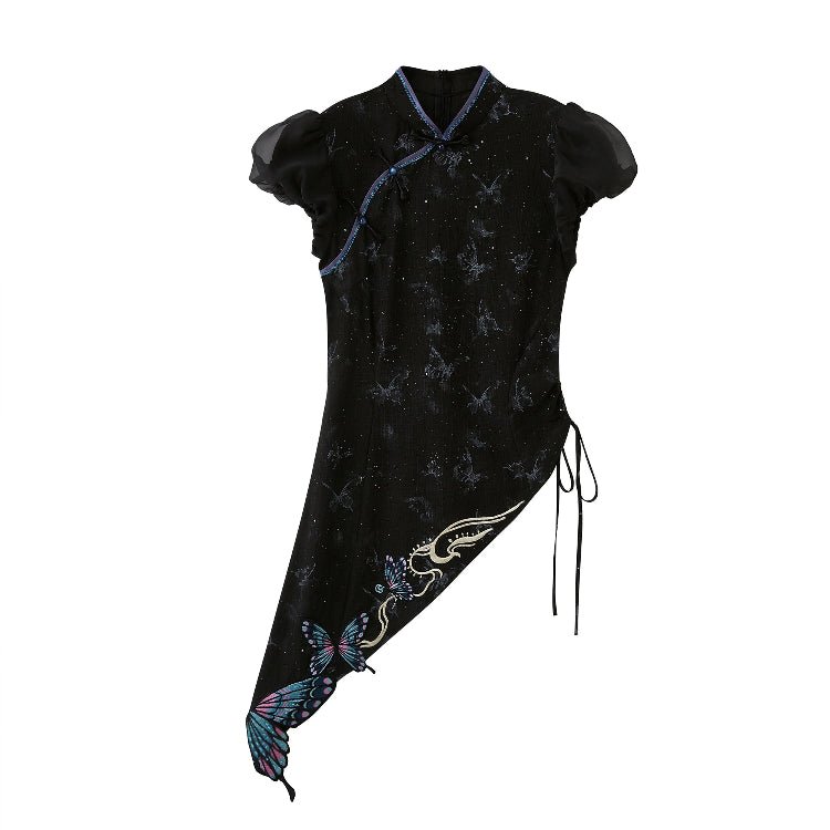 qi lolita blue cheongsam dress chinese style women's skirt - Jianxi Hanfu