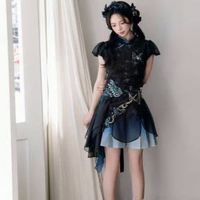 blue qi lolita dresses chinese mamianqun skirt - Jianxi Hanfu