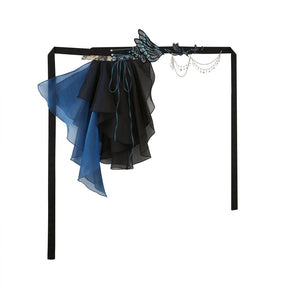 black waist belt qi lolita blue butterfly - Jianxi Hanfu