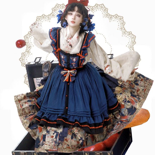 chinese lolita blue mamianqun dresses women's hanfu - Jianxi Hanfu