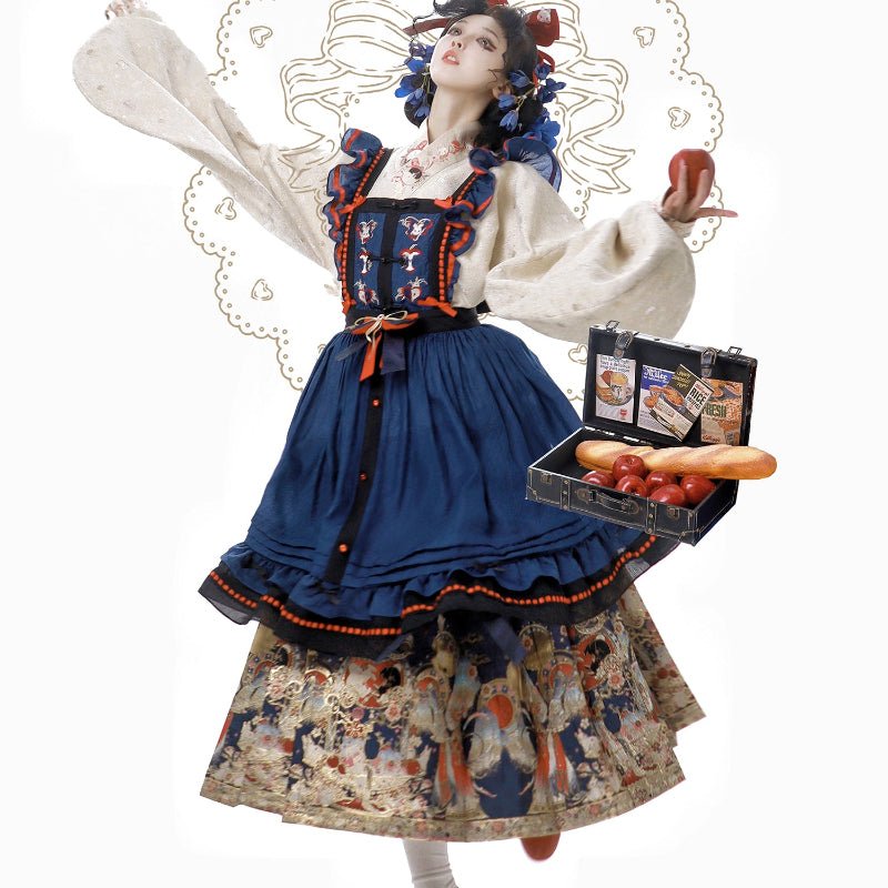 white chinese shirt qi lolita clothing - Jianxi Hanfu