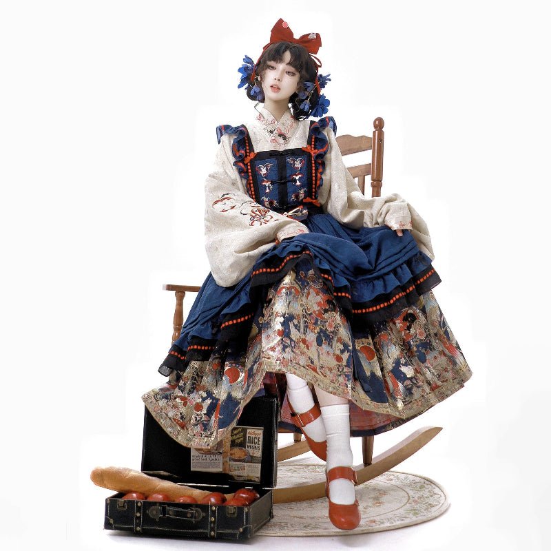 blue qi lolita chinese style women's hanfu dress - Jianxi Hanfu