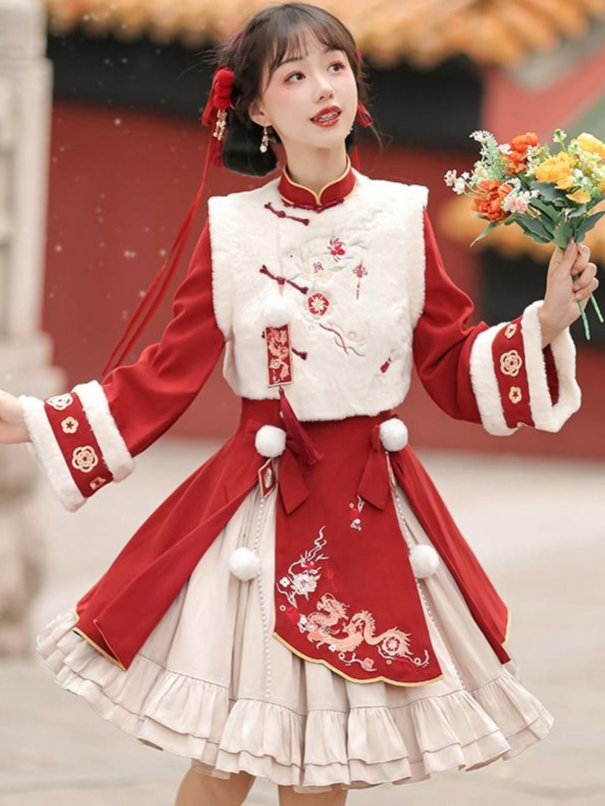 winter new year skirt chinese modern hanfu - Jianxi hanfu