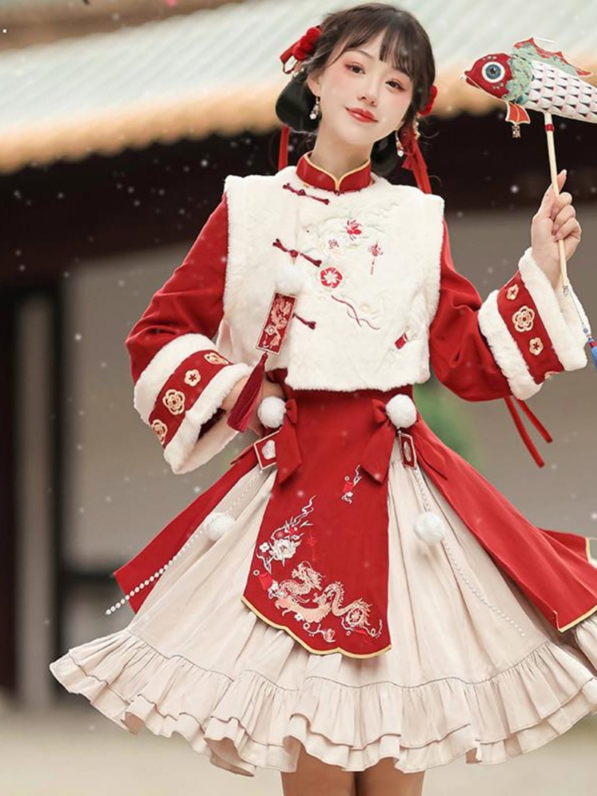 chinese style winter new year skirt modern hanfu - Jianxi hanfu