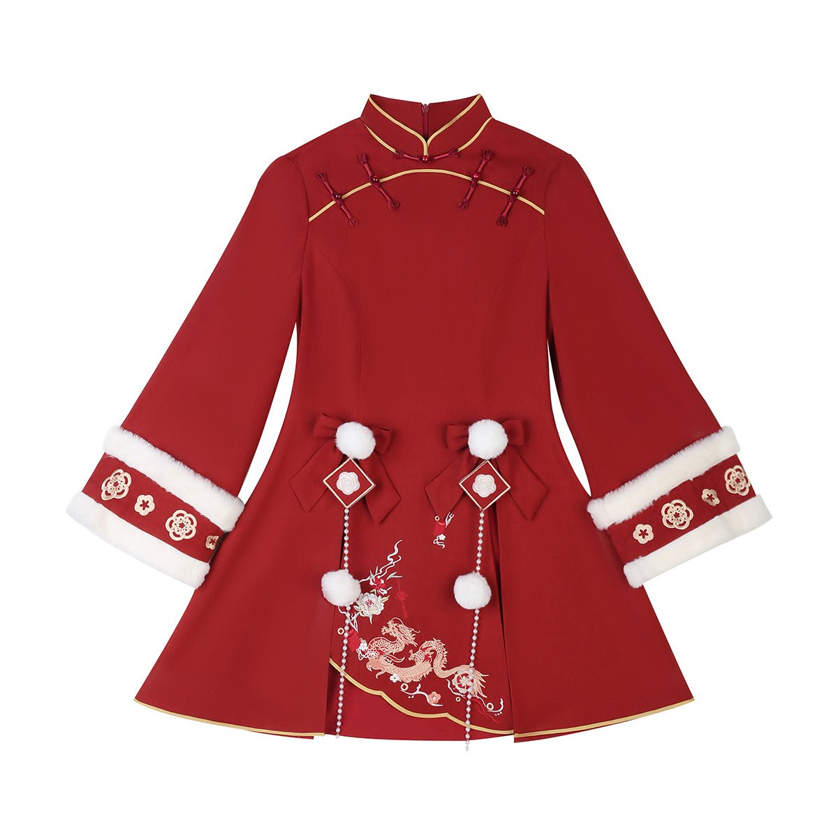 chinese style new year clothes red dress - Jianxi Hanfu