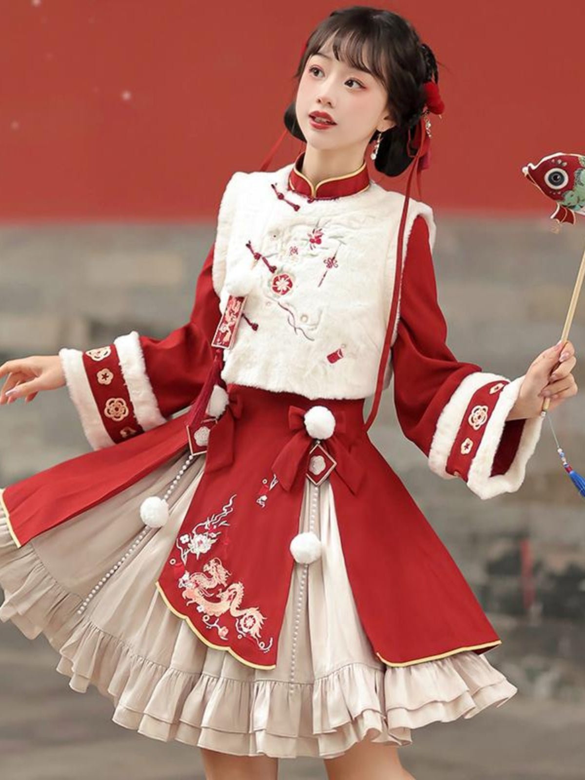 new chinese style winter new year skirt modern hanfu - Jianxi hanfu