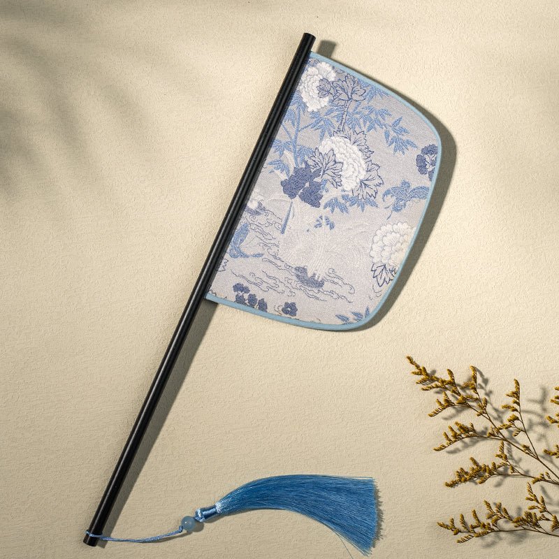 qin han dynasty chinese hand fan blue waist fan-Jianxi Hanfu