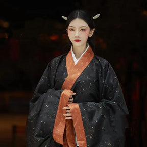 black warring state robe Chinese Hanfu clothes- Jianxi Hanfu