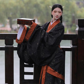 women's black warring state robe Chinese Hanfu clothes- Jianxi Hanfu