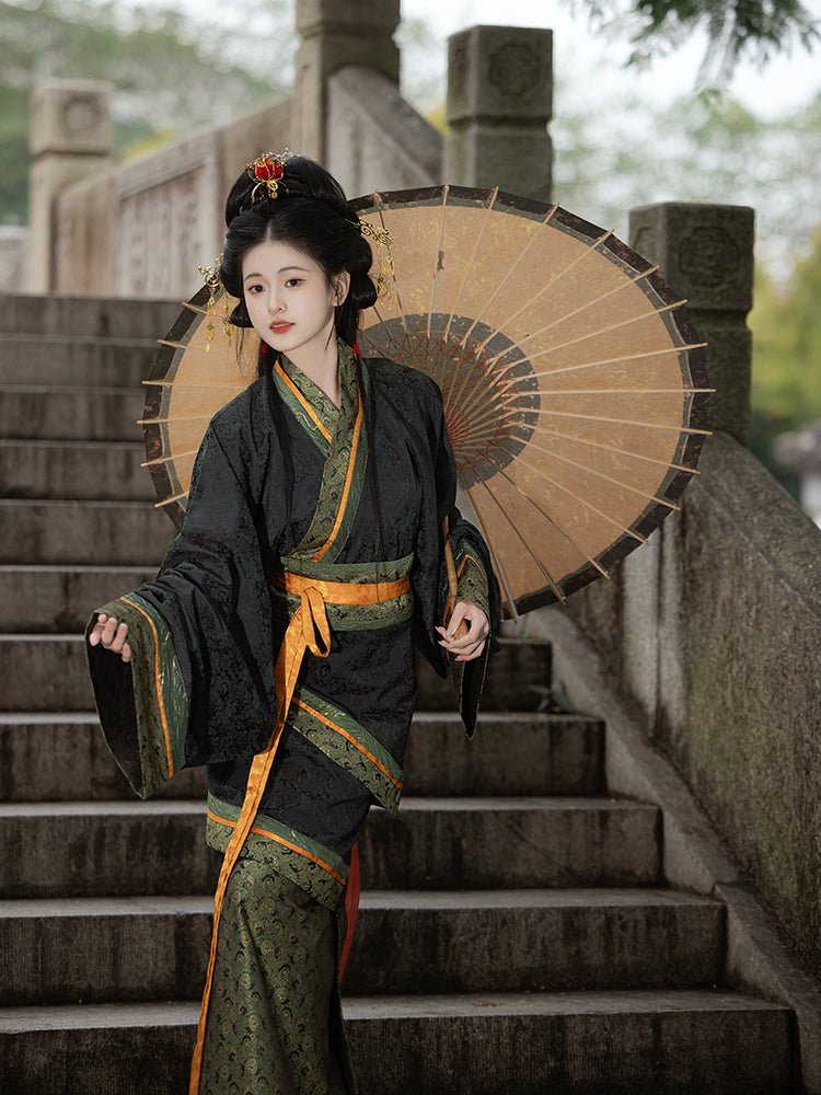 women's black mermaid quju robe warring states period hanfu - Jianxi Hanfu