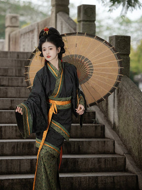 women's black mermaid quju robe warring states period hanfu - Jianxi Hanfu