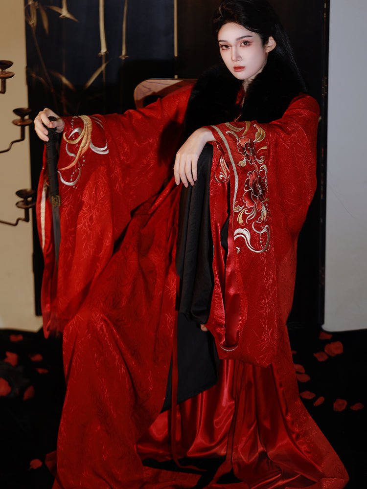 women's rblack robe warring states period robe - Jianxi Hanfu