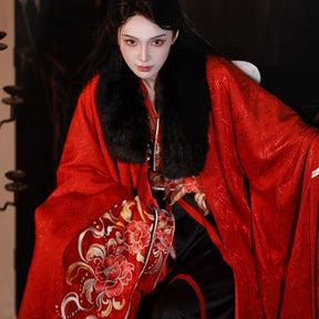 women's red robe warring states period robe - Jianxi Hanfu