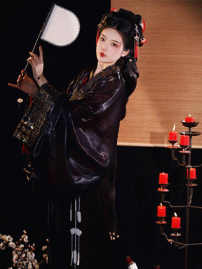 qin han dynasties black robe Chinese traditional woomen's robe- Jianxi hanfu