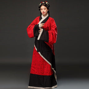 Qin Han Dynasty Women's Red Hanfu Quju - Dong Li (Preorder) - Jianxi Hanfu